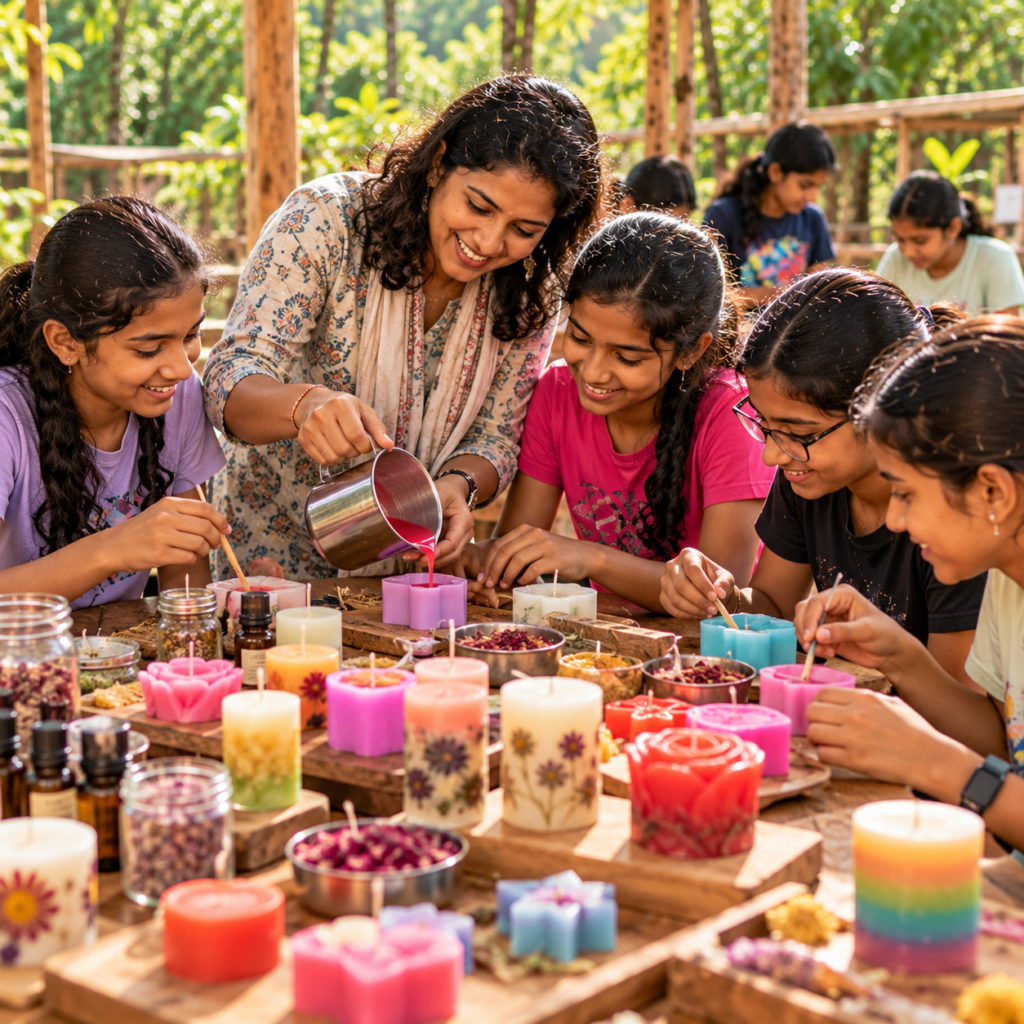 candle making workshop outdoors