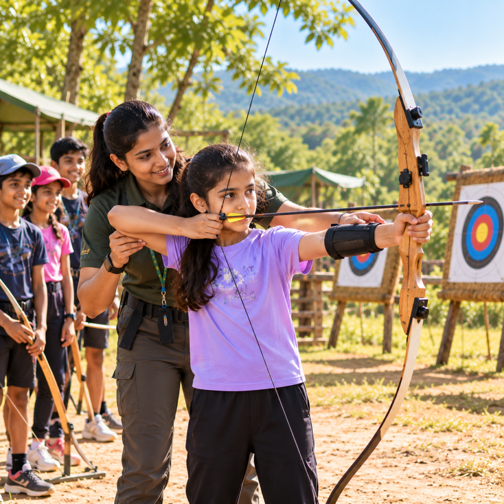 guided archery at camp