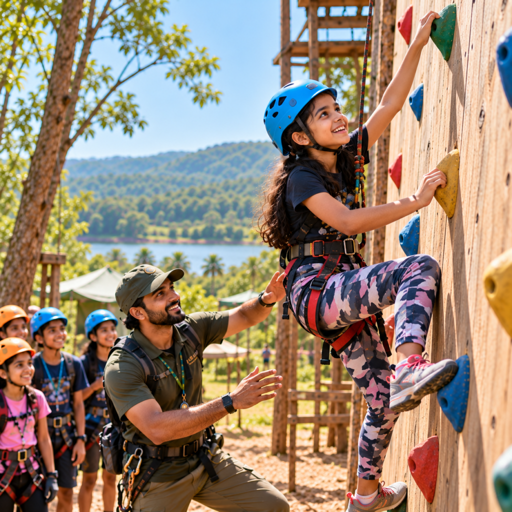 joyful climb at adventure camp